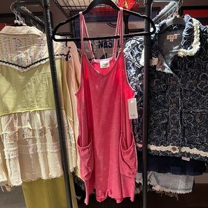 NWT Very J Pink Mineral Wash Romper with Oversized Pockets